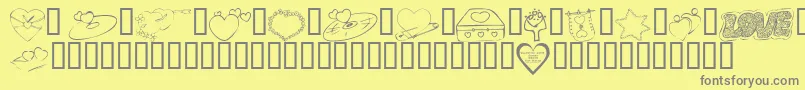 KR Valentines 2006 Seven Font – Gray Fonts on Yellow Background