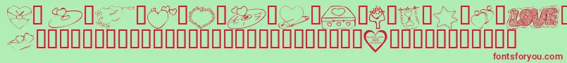 KR Valentines 2006 Seven Font – Red Fonts on Green Background