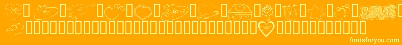 KR Valentines 2006 Seven-Schriftart – Gelbe Schriften auf orangefarbenem Hintergrund