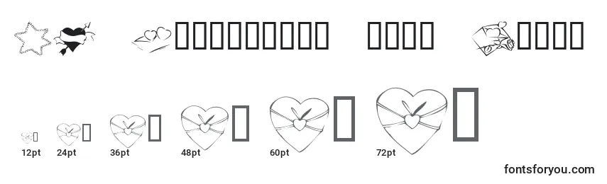 Größen der Schriftart KR Valentines 2006 Seven