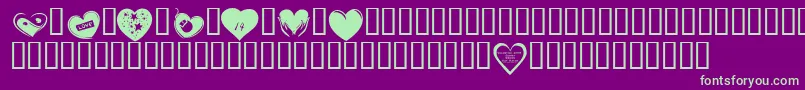 フォントKR Valentines 2006 Six – 紫の背景に緑のフォント