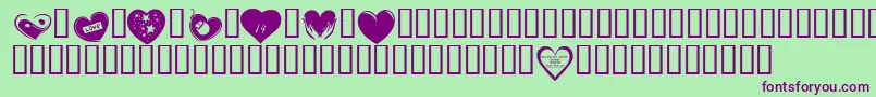KR Valentines 2006 Six Font – Purple Fonts on Green Background
