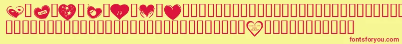 フォントKR Valentines 2006 Six – 赤い文字の黄色い背景