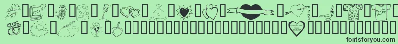 KR Valentines 2006 Ten Font – Black Fonts on Green Background