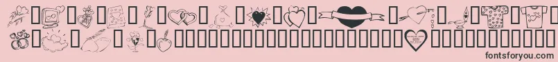 KR Valentines 2006 Ten Font – Black Fonts on Pink Background