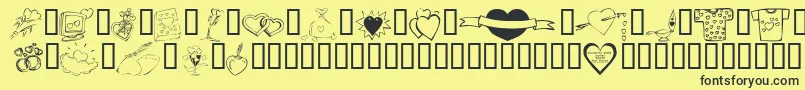 KR Valentines 2006 Ten Font – Black Fonts on Yellow Background