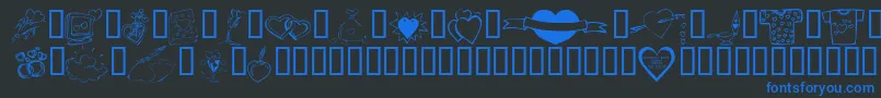 KR Valentines 2006 Ten Font – Blue Fonts on Black Background