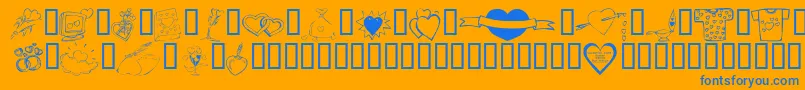 KR Valentines 2006 Ten Font – Blue Fonts on Orange Background
