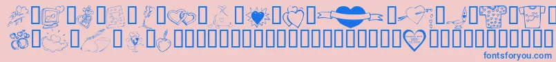 フォントKR Valentines 2006 Ten – ピンクの背景に青い文字