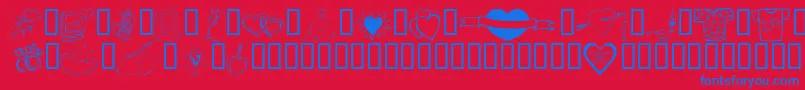 KR Valentines 2006 Ten Font – Blue Fonts on Red Background
