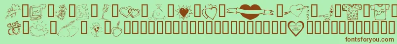 KR Valentines 2006 Ten Font – Brown Fonts on Green Background