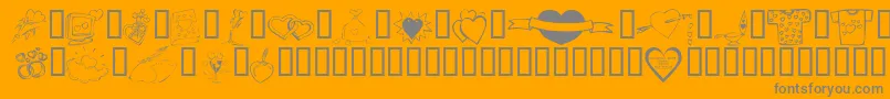 KR Valentines 2006 Ten-Schriftart – Graue Schriften auf orangefarbenem Hintergrund