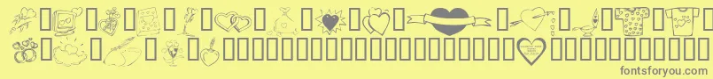KR Valentines 2006 Ten Font – Gray Fonts on Yellow Background