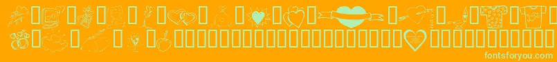 KR Valentines 2006 Ten Font – Green Fonts on Orange Background