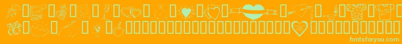 KR Valentines 2006 Ten-Schriftart – Grüne Schriften auf orangefarbenem Hintergrund