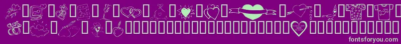 KR Valentines 2006 Ten Font – Green Fonts on Purple Background