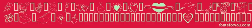 KR Valentines 2006 Ten Font – Green Fonts on Red Background