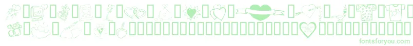KR Valentines 2006 Ten Font – Green Fonts on White Background