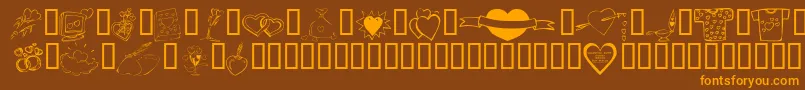 KR Valentines 2006 Ten Font – Orange Fonts on Brown Background