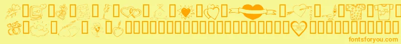 KR Valentines 2006 Ten Font – Orange Fonts on Yellow Background