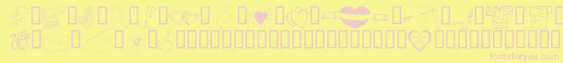 KR Valentines 2006 Ten-Schriftart – Rosa Schriften auf gelbem Hintergrund