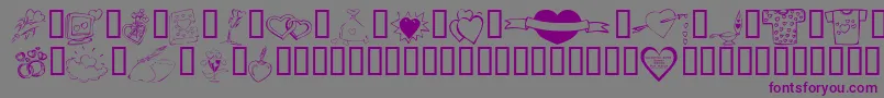 KR Valentines 2006 Ten Font – Purple Fonts on Gray Background
