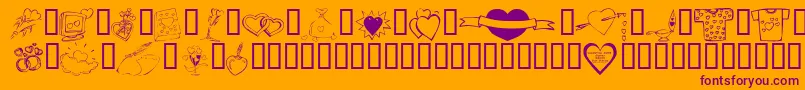 KR Valentines 2006 Ten Font – Purple Fonts on Orange Background