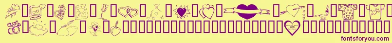 KR Valentines 2006 Ten Font – Purple Fonts on Yellow Background