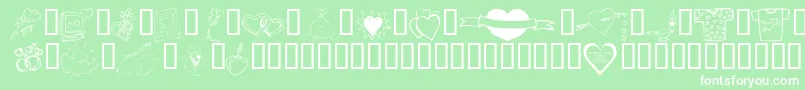 KR Valentines 2006 Ten Font – White Fonts on Green Background