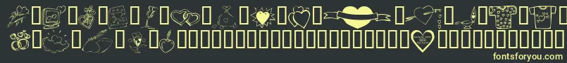 KR Valentines 2006 Ten Font – Yellow Fonts on Black Background