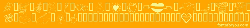 KR Valentines 2006 Ten Font – Yellow Fonts on Orange Background