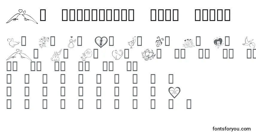 A fonte KR Valentines 2006 Three – alfabeto, números, caracteres especiais