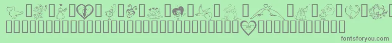 KR Valentines 2006 Three Font – Gray Fonts on Green Background
