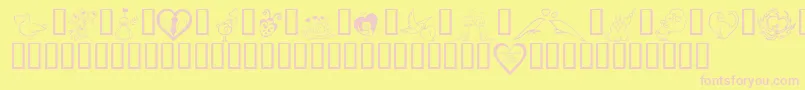 KR Valentines 2006 Three-fontti – vaaleanpunaiset fontit keltaisella taustalla