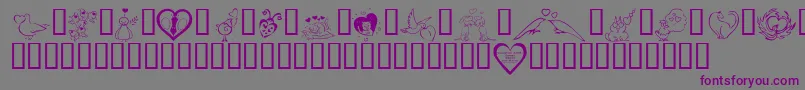 Шрифт KR Valentines 2006 Three – фиолетовые шрифты на сером фоне