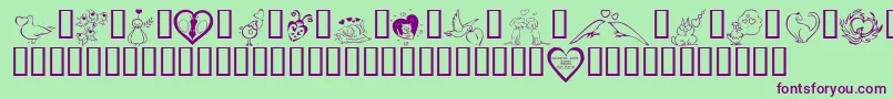 KR Valentines 2006 Three Font – Purple Fonts on Green Background