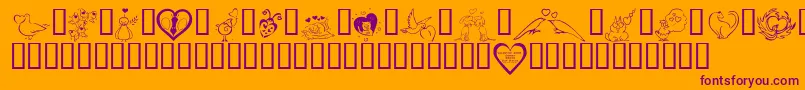 KR Valentines 2006 Three-Schriftart – Violette Schriften auf orangefarbenem Hintergrund