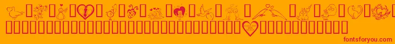 Fonte KR Valentines 2006 Three – fontes vermelhas em um fundo laranja