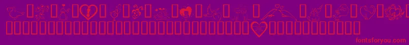 Czcionka KR Valentines 2006 Three – czerwone czcionki na fioletowym tle