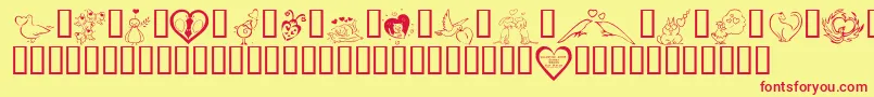 KR Valentines 2006 Three Font – Red Fonts on Yellow Background