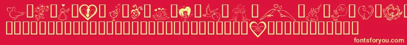 KR Valentines 2006 Three Font – Yellow Fonts on Red Background