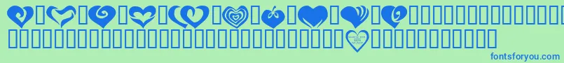 KR Valentines 2006 Two Font – Blue Fonts on Green Background