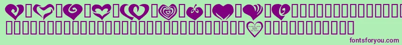 KR Valentines 2006 Two Font – Purple Fonts on Green Background