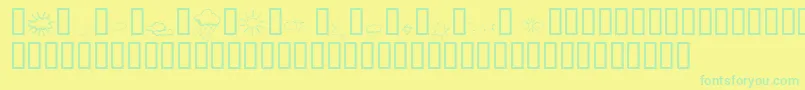 KR Weather Dings Font – Green Fonts on Yellow Background