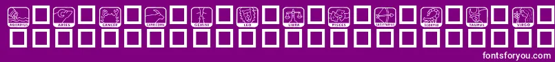 KR Zodiac Dings Font – White Fonts on Purple Background