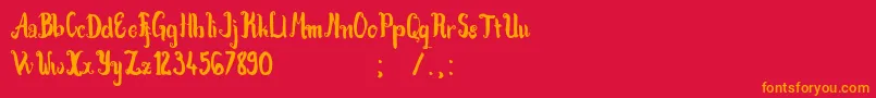 フォントKracktone – 赤い背景にオレンジの文字