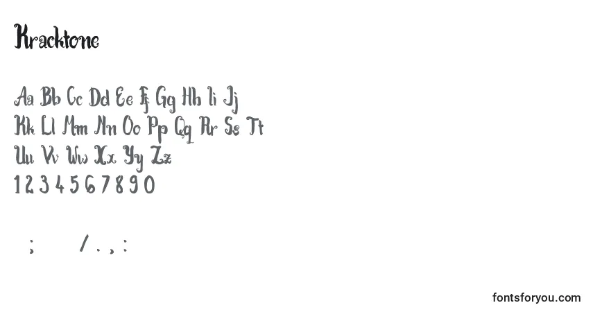 A fonte Kracktone (131975) – alfabeto, números, caracteres especiais