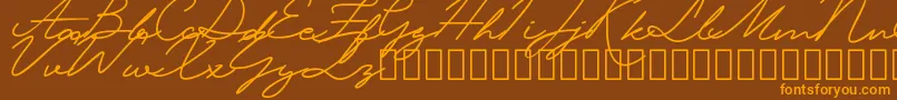 KrakatauDemo-fontti – oranssit fontit ruskealla taustalla