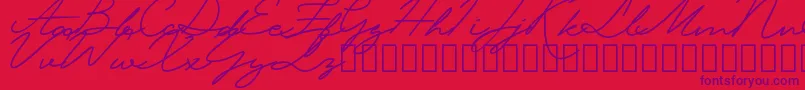 KrakatauDemo-Schriftart – Violette Schriften auf rotem Hintergrund