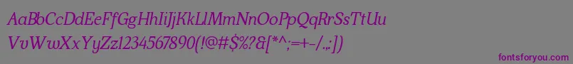Czcionka Kraskario italic – fioletowe czcionki na szarym tle